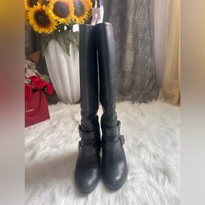 Nine West Dark Blue Block Heel Boots — Size 6.5M 👢